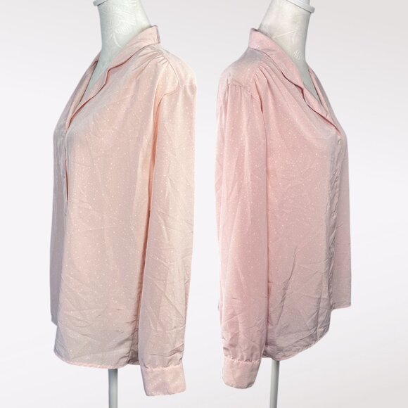 Vintage Decouvé Long Sleeve Button Down Shirt Pink Polka Dot Size 8 - Picture 4 of 10